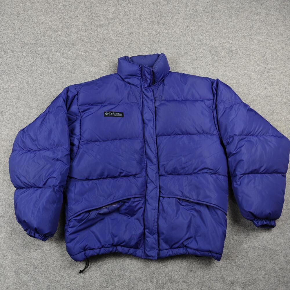 Vintage Columbia Jacket Womens Small Blue Down Puffer Full Zip Pockets Quilted